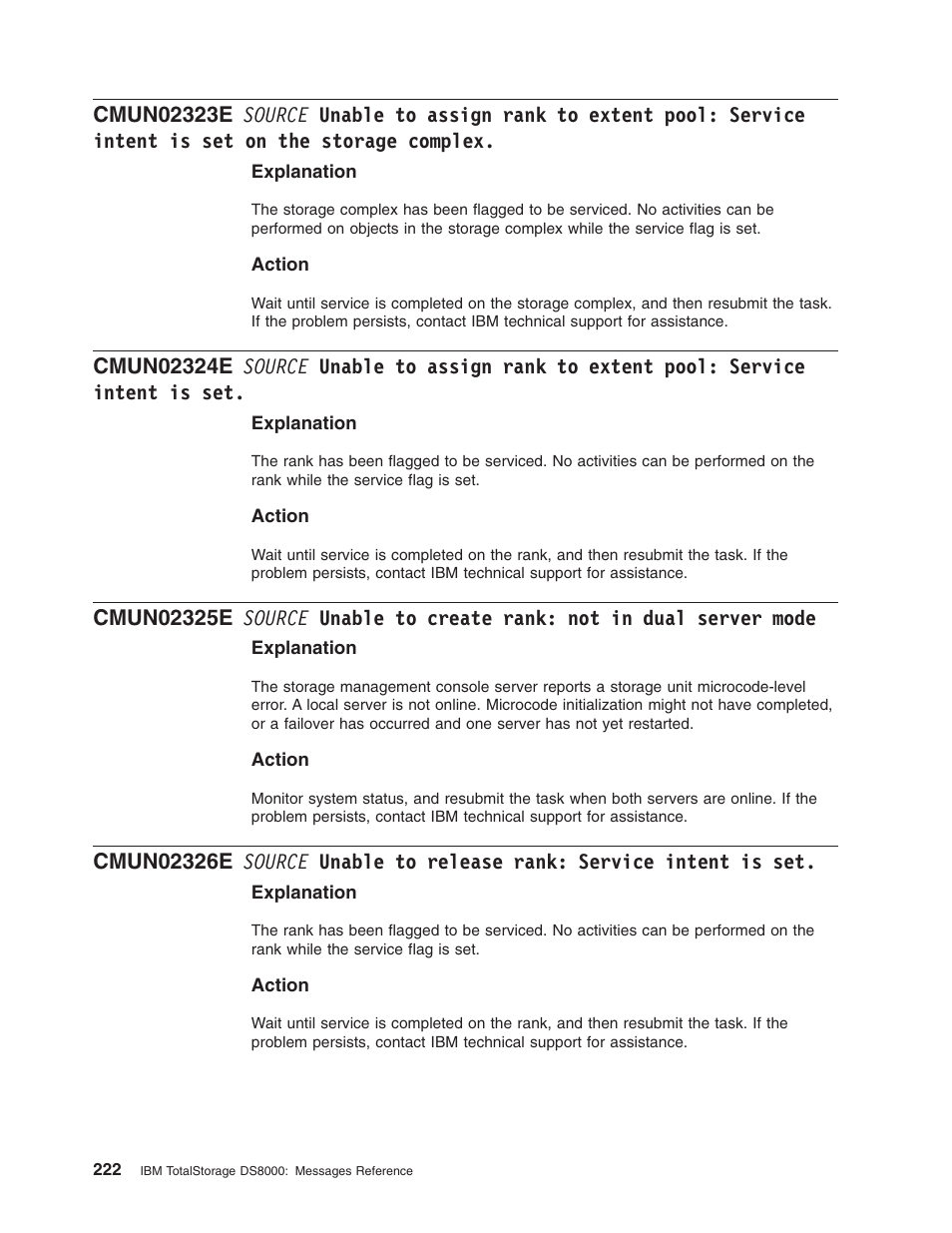 Source, Unable, Assign | Rank, Extent, Pool, Service, Intent, Storage, Complex | IBM TOTAL STORAGE DS8000 User Manual | Page 242 / 374