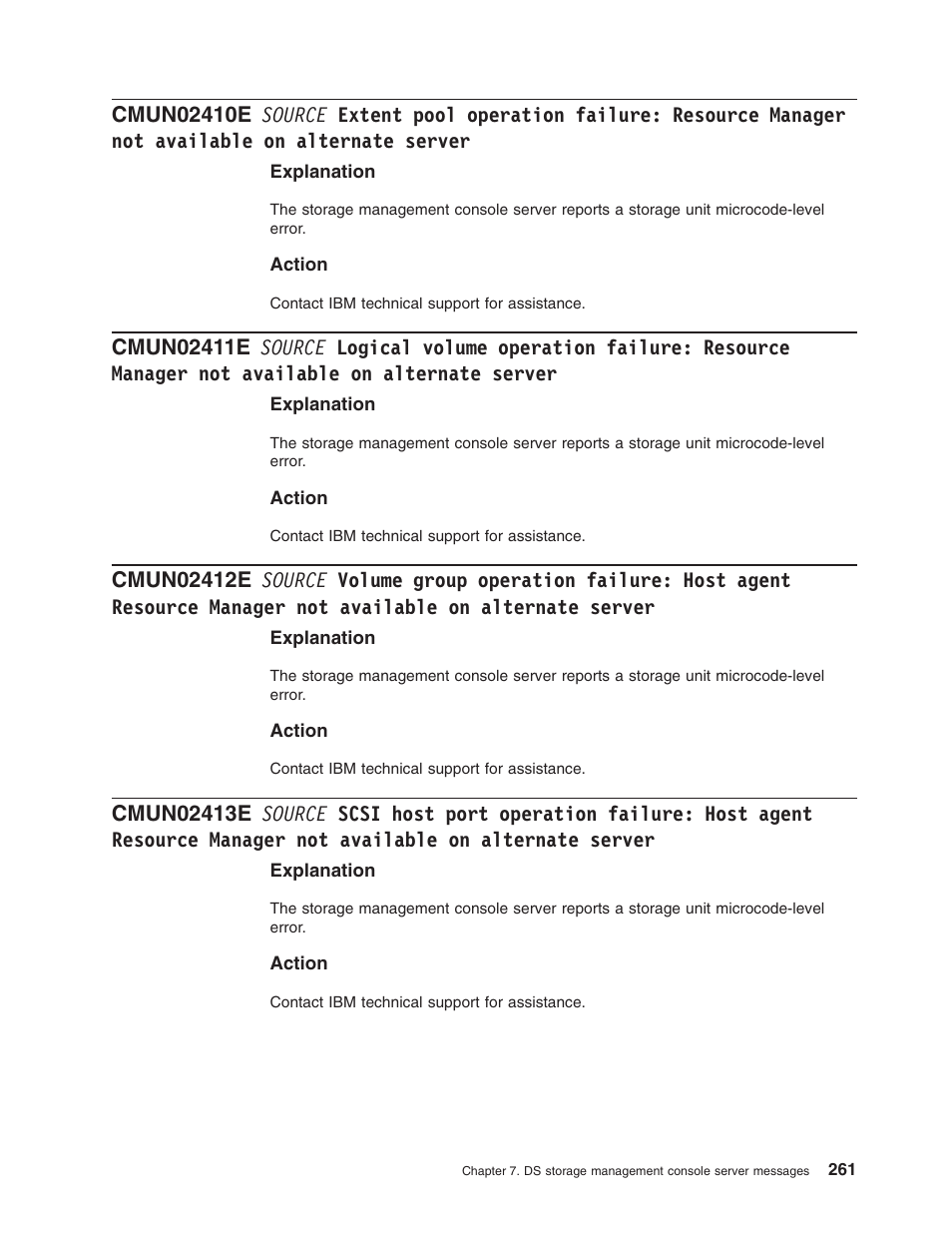Source, Extent, Pool | Operation, Failure, Resource, Manager, Available, Alternate, Server | IBM TOTAL STORAGE DS8000 User Manual | Page 281 / 374