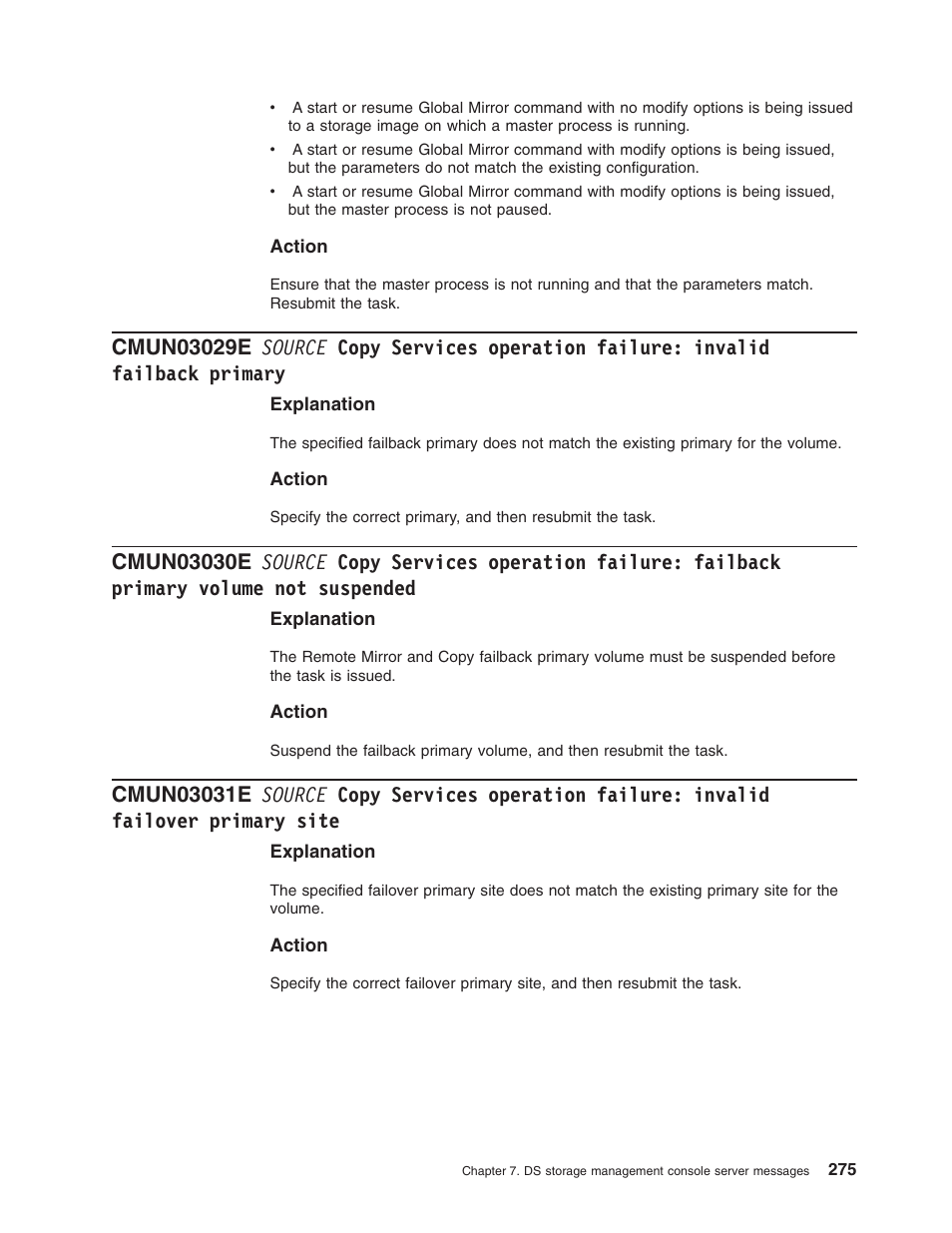 Source, Copy, Services | Operation, Failure, Invalid, Failback, Primary, Volume, Suspended | IBM TOTAL STORAGE DS8000 User Manual | Page 295 / 374