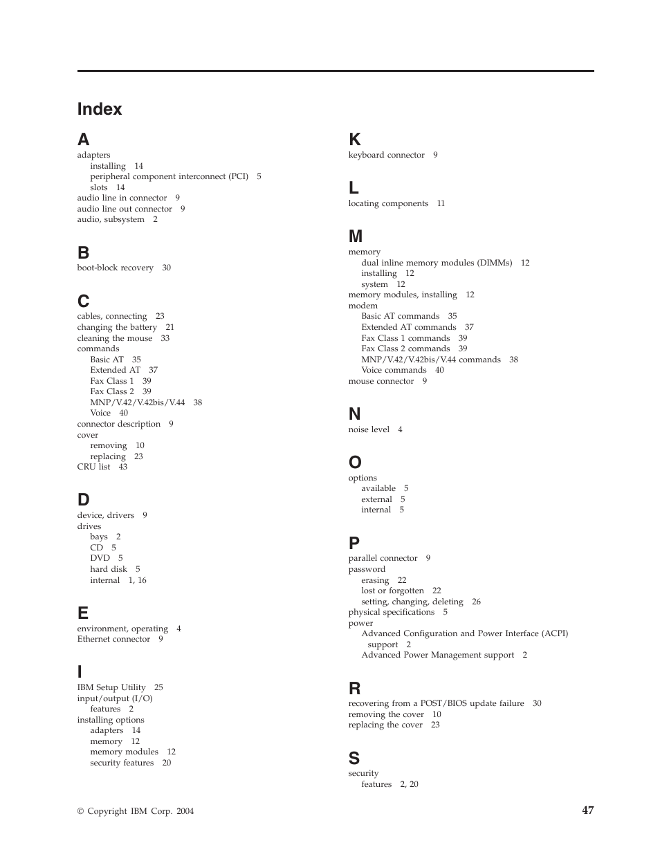 Index | IBM THINKCENTRE 8086 User Manual | Page 61 / 64