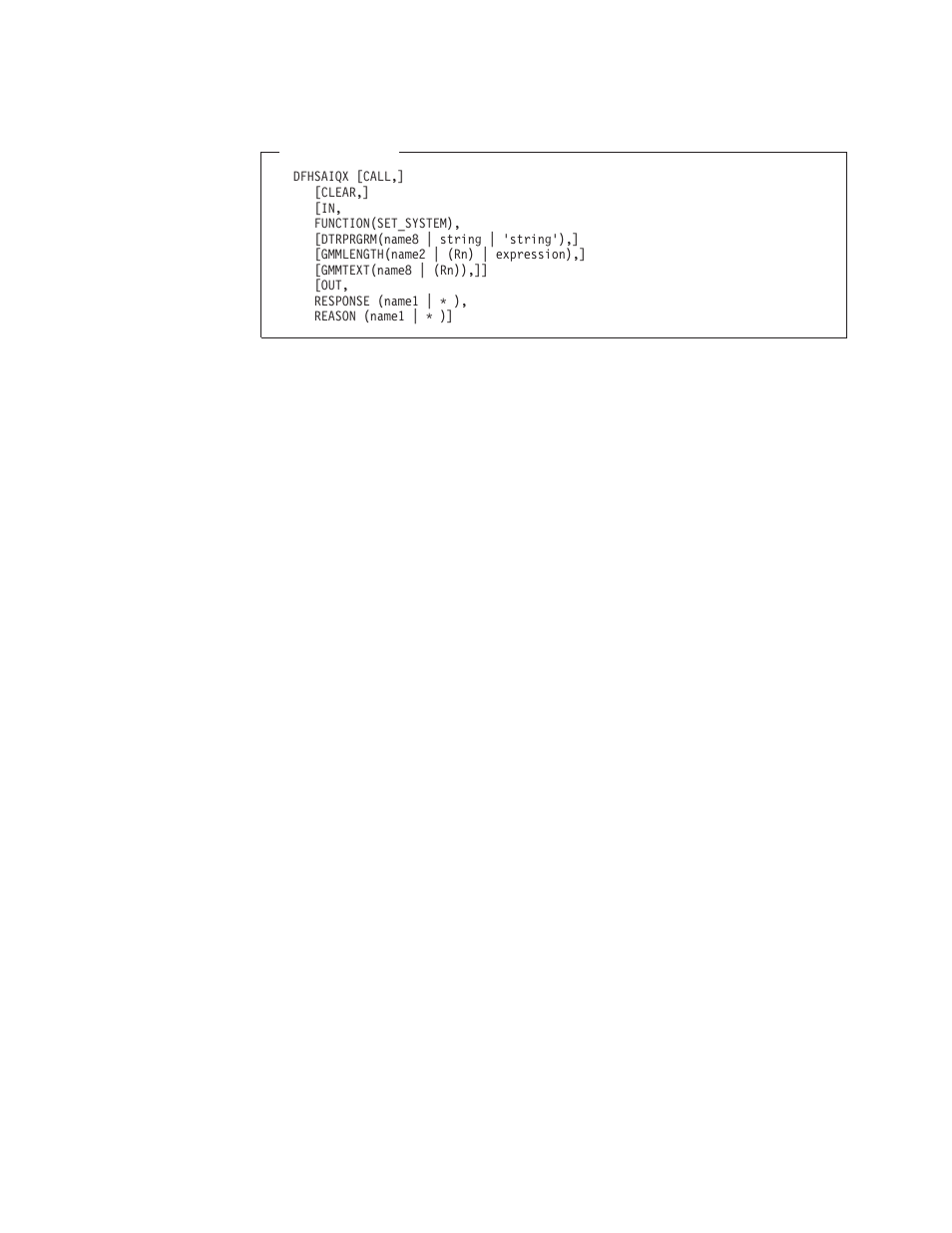 Response and reason values for set_system | IBM SC33-1683-02 User Manual | Page 392 / 875