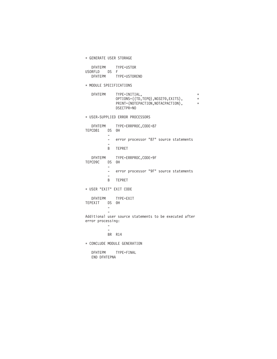 The sample terminal error program | IBM SC33-1683-02 User Manual | Page 463 / 875