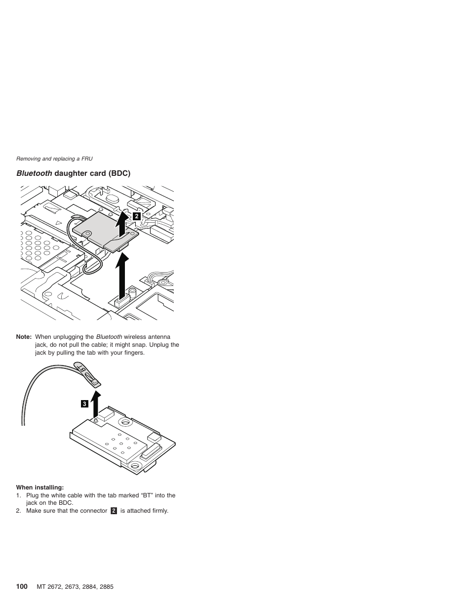 Bluetooth daughter card (bdc), Bluetooth, Daughter | Card, Bdc) | IBM X32 User Manual | Page 104 / 196