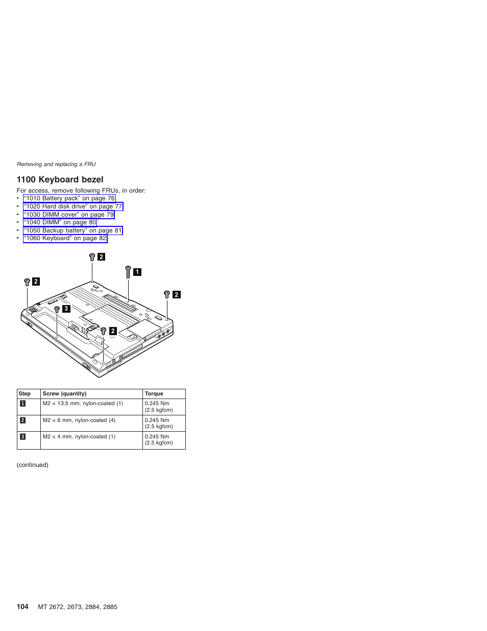 1100 keyboard bezel, Keyboard, Bezel | IBM X32 User Manual | Page 108 / 196