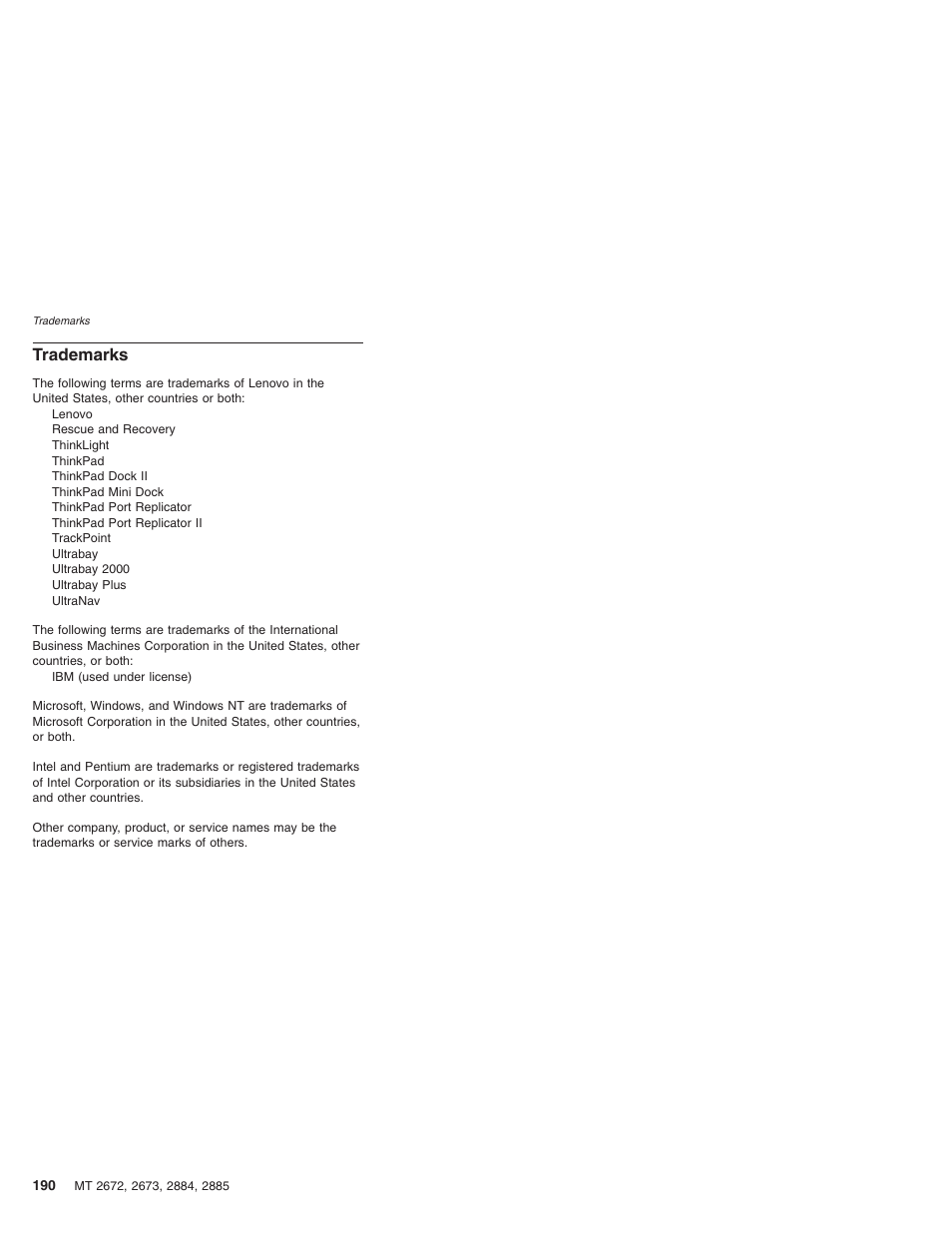Trademarks | IBM X32 User Manual | Page 194 / 196