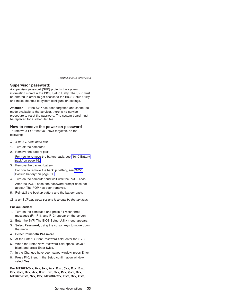 Supervisor password, How to remove the power-on password | IBM X32 User Manual | Page 37 / 196