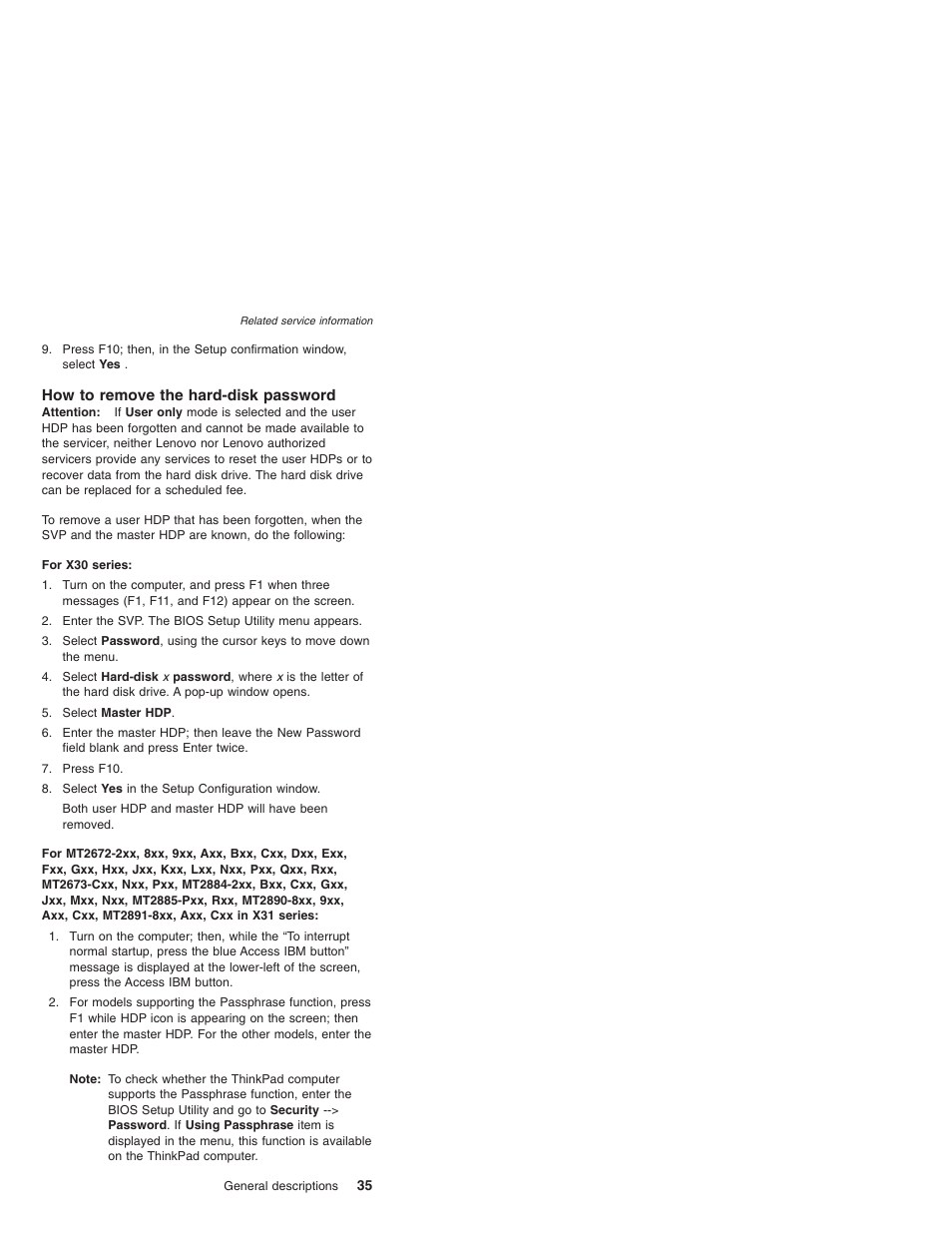 How to remove the hard-disk password | IBM X32 User Manual | Page 39 / 196