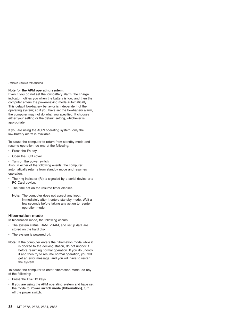 Hibernation mode | IBM X32 User Manual | Page 42 / 196