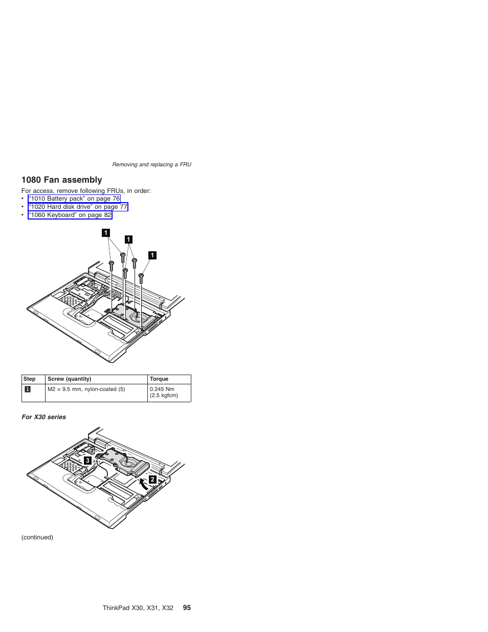 1080 fan assembly, Assembly | IBM X32 User Manual | Page 99 / 196