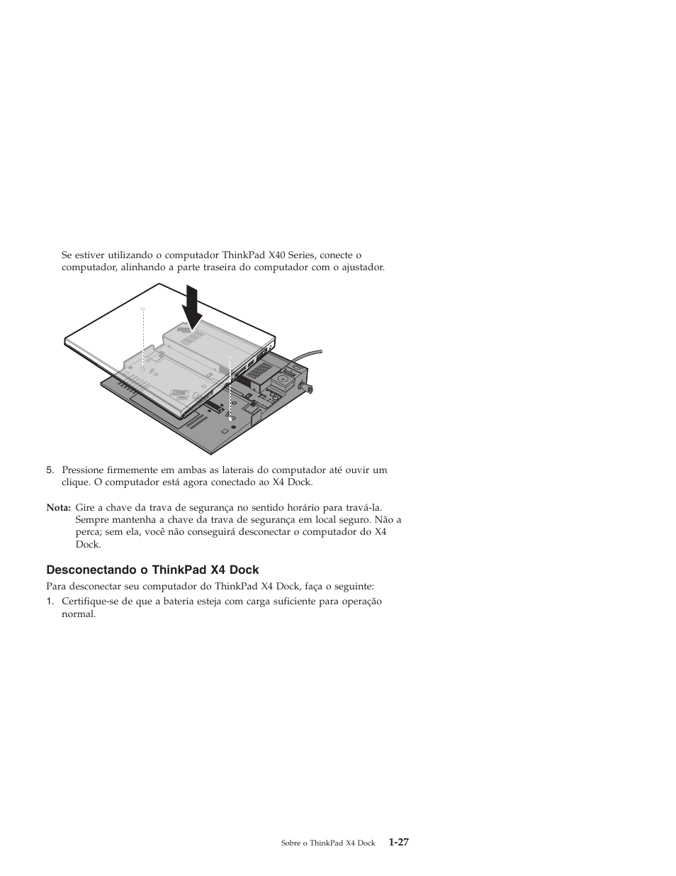 Desconectando, Thinkpad, Dock | IBM THINKPAD X4 User Manual | Page 37 / 164