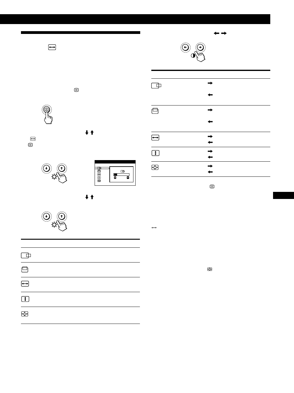 Die bildschirmanzeige grösse/ bildlg, Einstellen des monitors | IBM P96 User Manual | Page 59 / 128