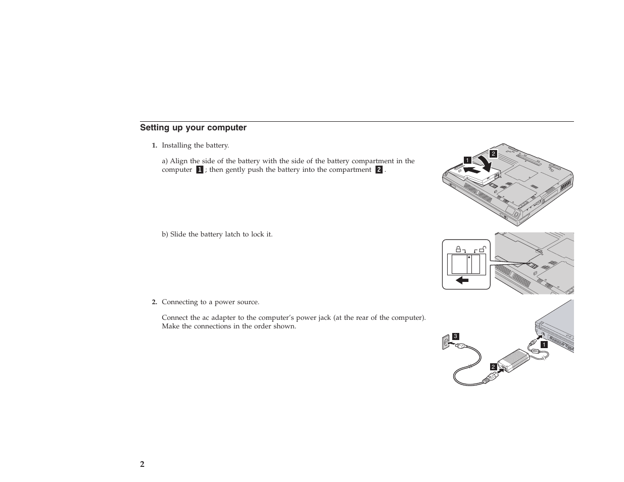 Setting up your computer | IBM THINKPAD R40 User Manual | Page 2 / 9