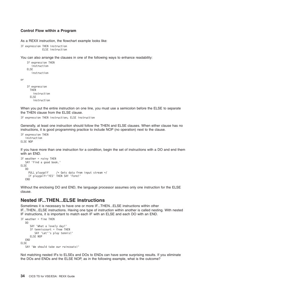 Nested if...then...else instructions | IBM SC34-5764-01 User Manual | Page 56 / 481