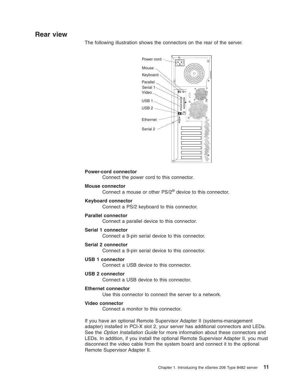 Rear view, Rear, View | IBM 206 User Manual | Page 23 / 58