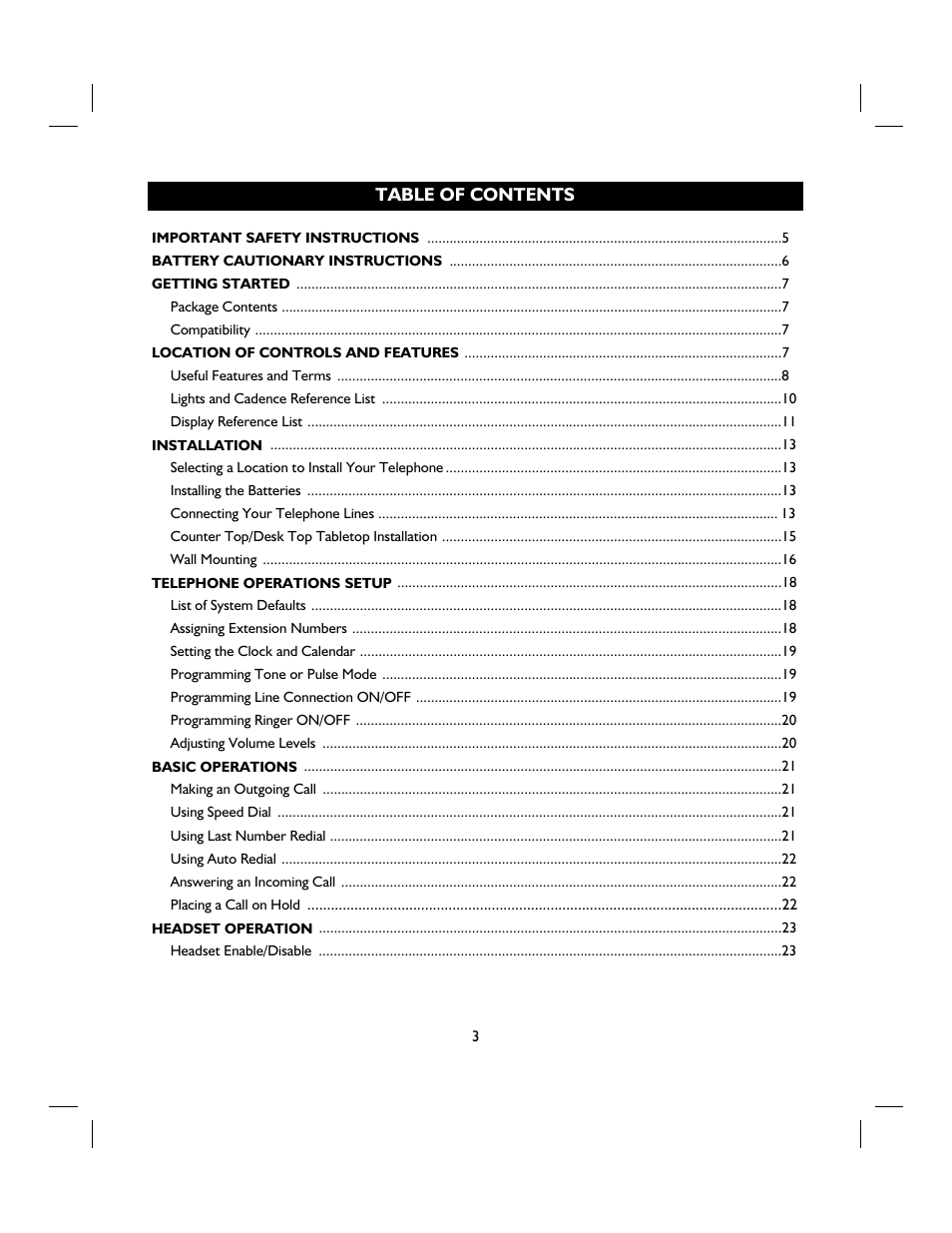 IBM 4 LINE TELEPHONE WITH CALLER ID -412CID User Manual | Page 3 / 43