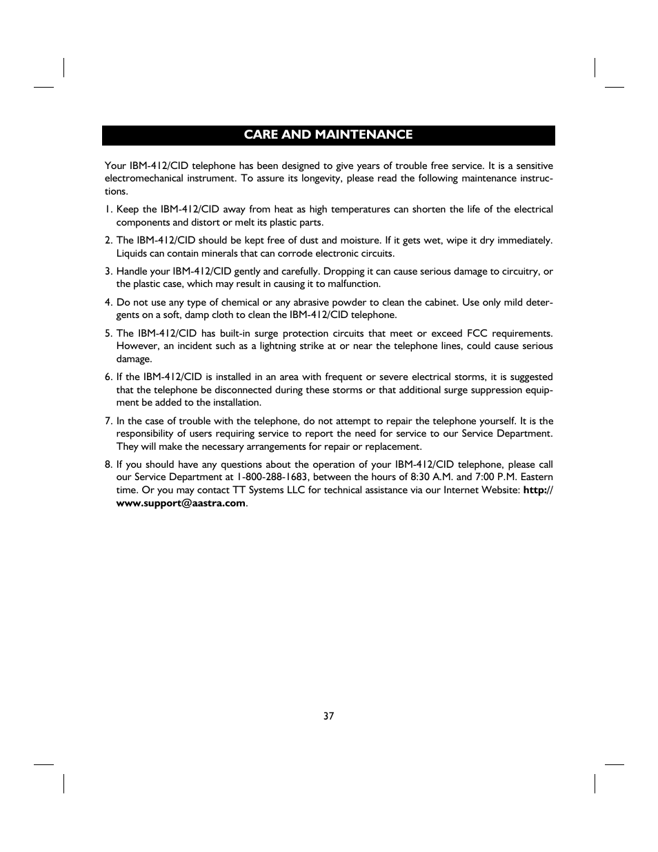 IBM 4 LINE TELEPHONE WITH CALLER ID -412CID User Manual | Page 37 / 43