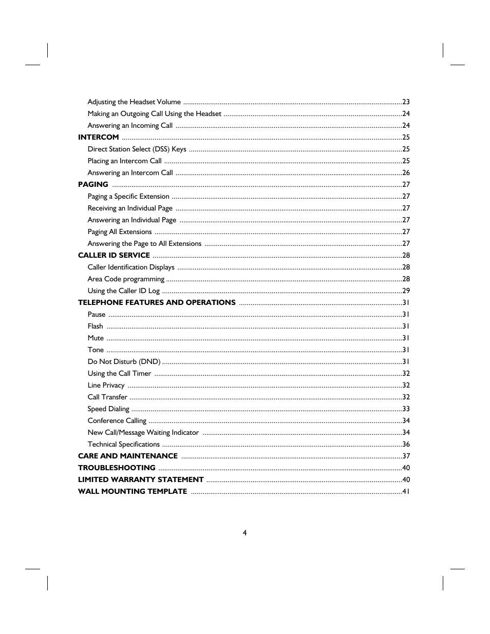 IBM 4 LINE TELEPHONE WITH CALLER ID -412CID User Manual | Page 4 / 43