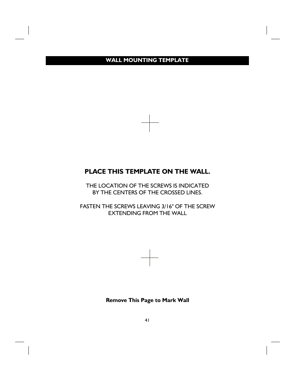 Place this template on the wall | IBM 4 LINE TELEPHONE WITH CALLER ID -412CID User Manual | Page 41 / 43
