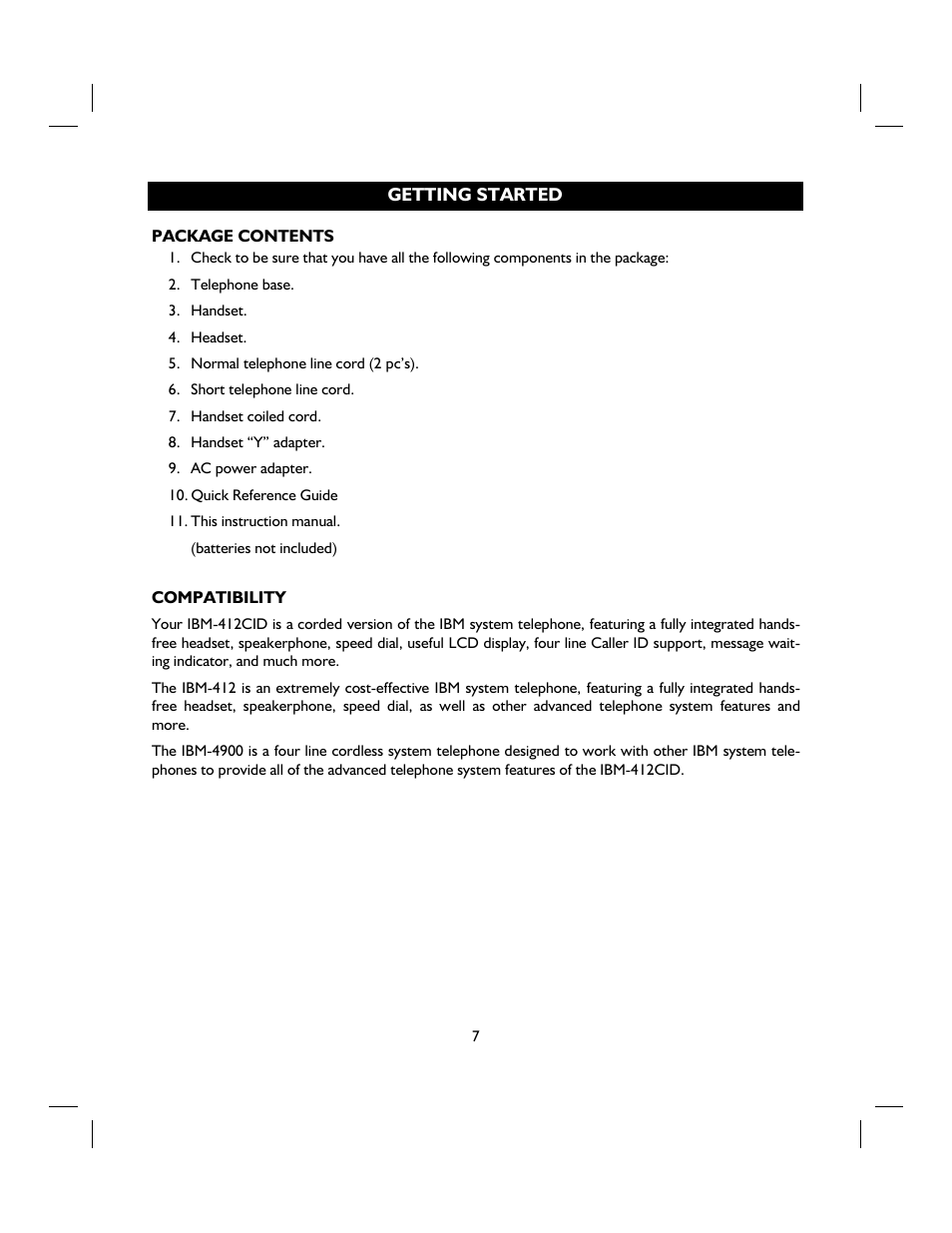 IBM 4 LINE TELEPHONE WITH CALLER ID -412CID User Manual | Page 7 / 43