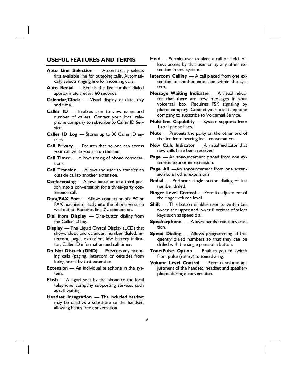 IBM 4 LINE TELEPHONE WITH CALLER ID -412CID User Manual | Page 9 / 43