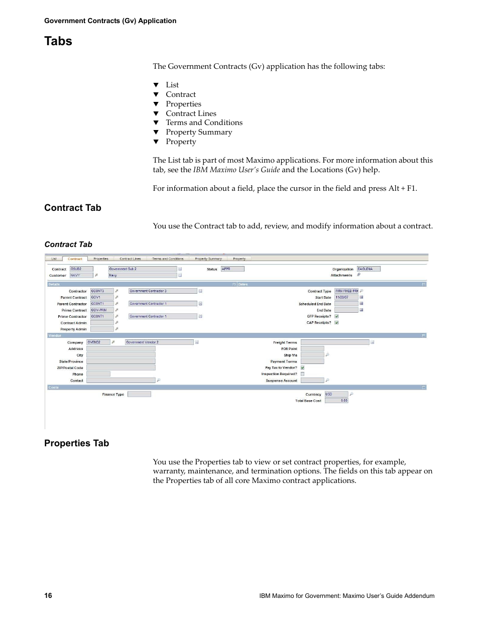 Tabs, Contract tab, Properties tab | Contract tab properties tab | IBM TIVOLI SC23-8765-00 User Manual | Page 26 / 74
