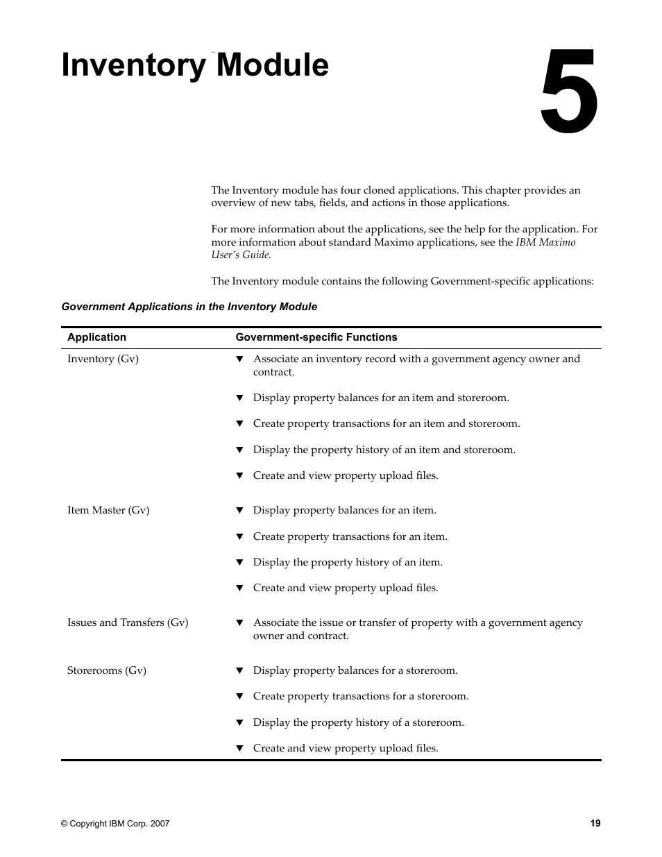 Chapter 5: inventory module, Inventory module | IBM TIVOLI SC23-8765-00 User Manual | Page 29 / 74