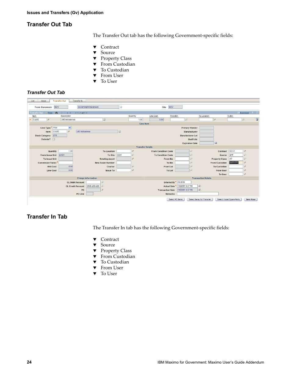 Transfer out tab, Transfer in tab, Transfer out tab transfer in tab | IBM TIVOLI SC23-8765-00 User Manual | Page 34 / 74