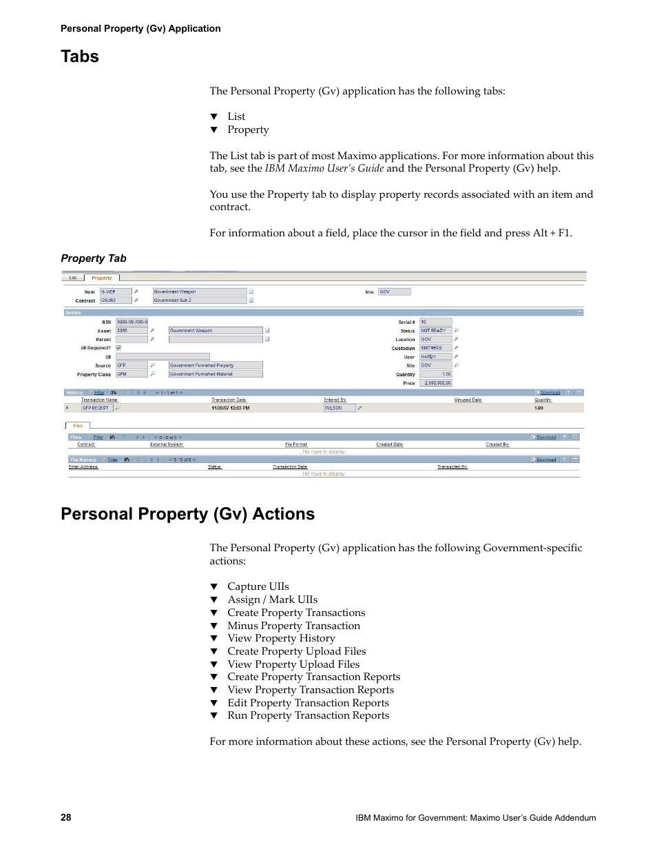 Tabs, Personal property (gv) actions, Tabs personal property (gv) actions | IBM TIVOLI SC23-8765-00 User Manual | Page 38 / 74