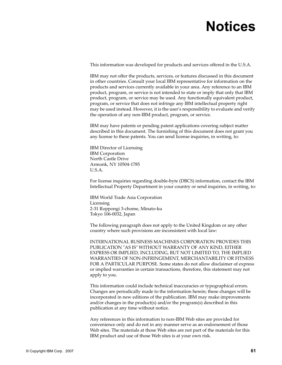 Notices | IBM TIVOLI SC23-8765-00 User Manual | Page 71 / 74