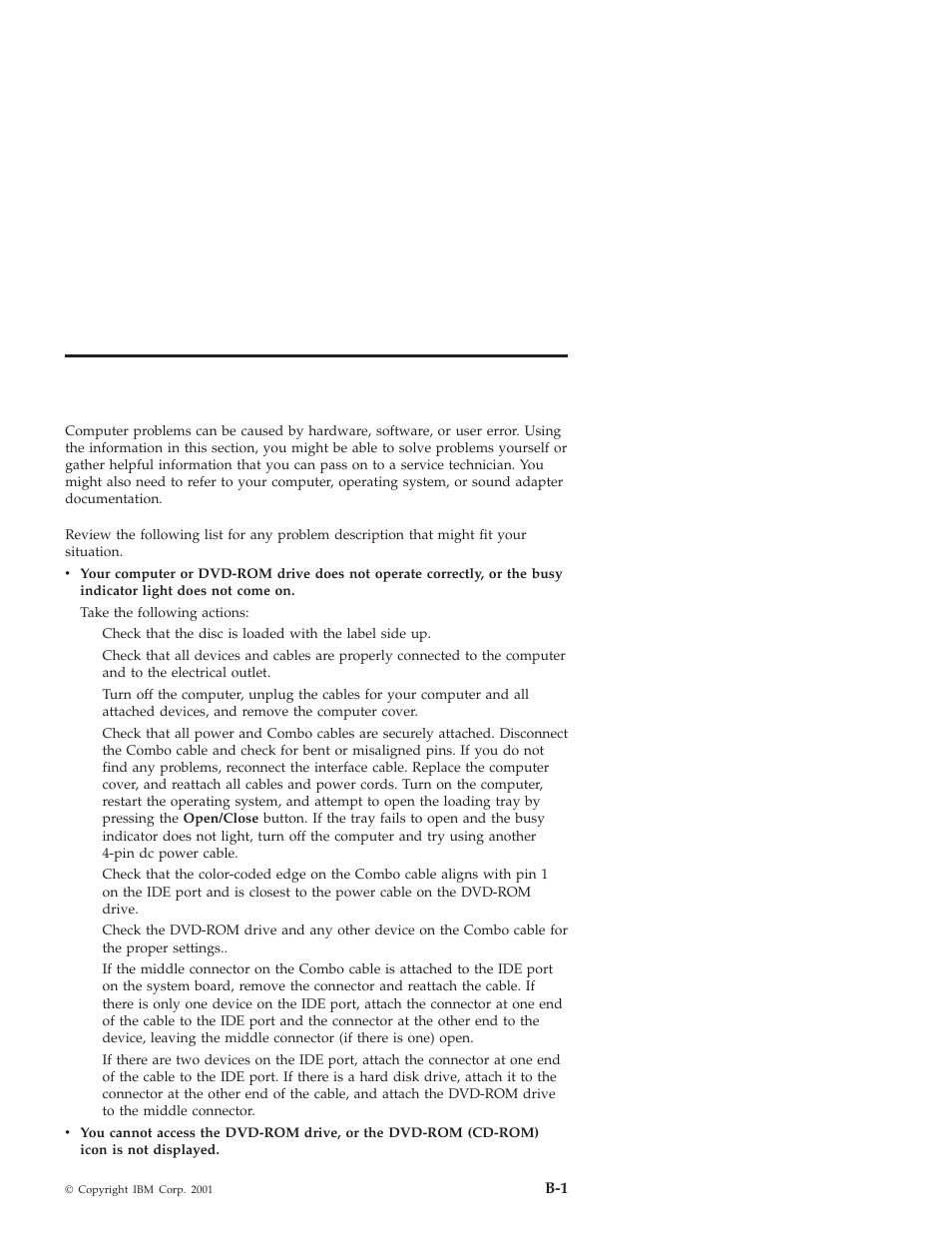 Appendix b. problem solving | IBM 10K3799 User Manual | Page 25 / 54