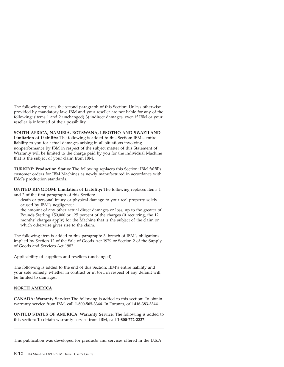 Notices, E-12 | IBM 10K3799 User Manual | Page 46 / 54