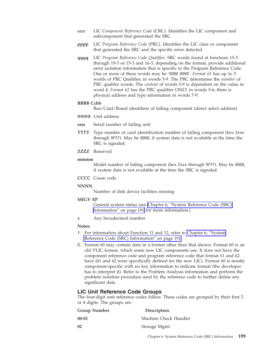 Lic unit reference code groups | IBM VERSION 5 SY44-5902-05 User Manual | Page 213 / 358