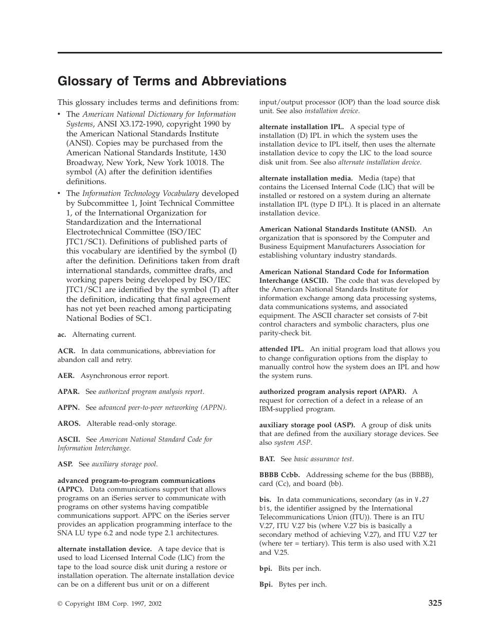 Glossary of terms and abbreviations | IBM VERSION 5 SY44-5902-05 User Manual | Page 339 / 358