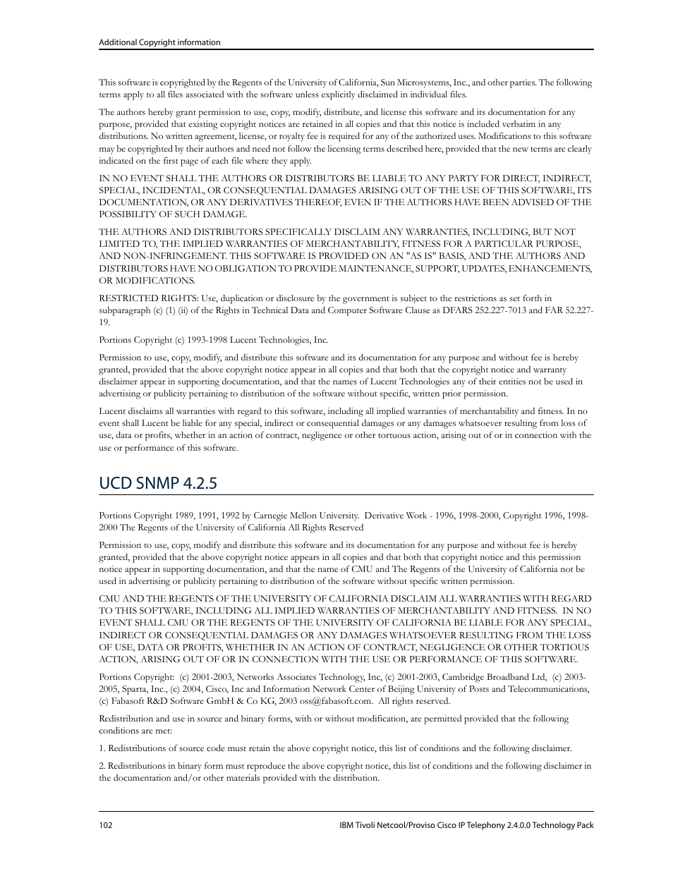 Ucd snmp 4.2.5 | IBM CISCO R2E2 User Manual | Page 106 / 110