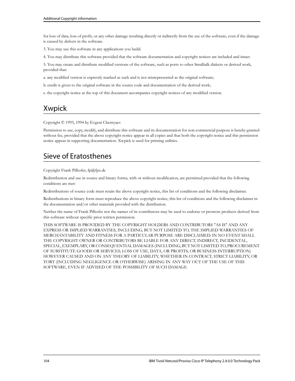 Xwpick, Sieve of eratosthenes | IBM CISCO R2E2 User Manual | Page 108 / 110