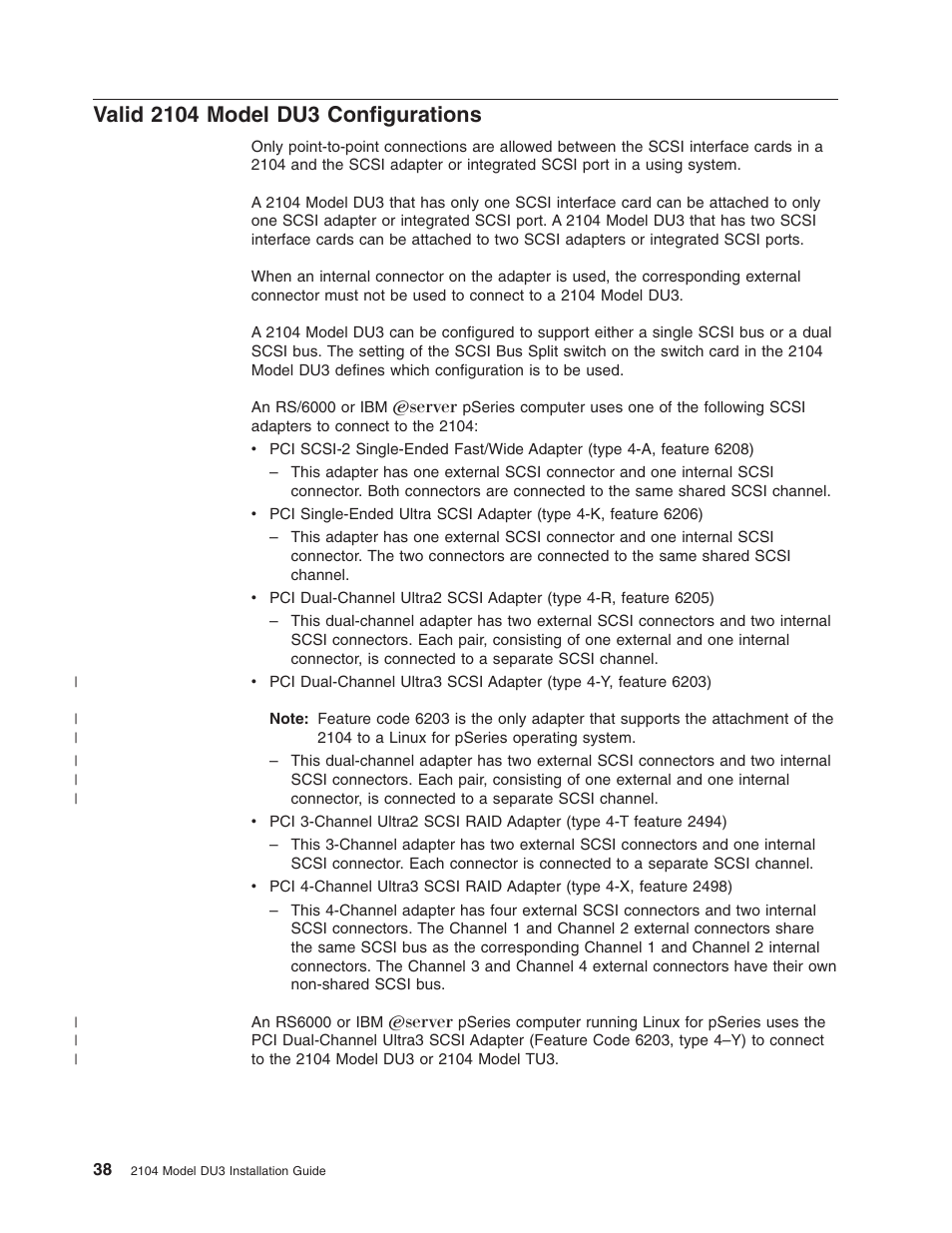 Valid 2104 model du3 configurations | IBM 2104 Model DU3 User Manual | Page 54 / 114