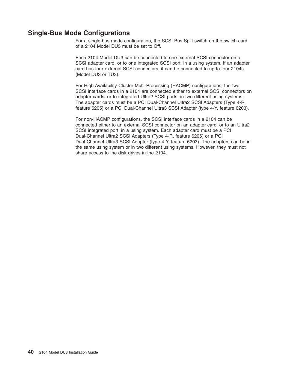 Single-bus mode configurations | IBM 2104 Model DU3 User Manual | Page 56 / 114