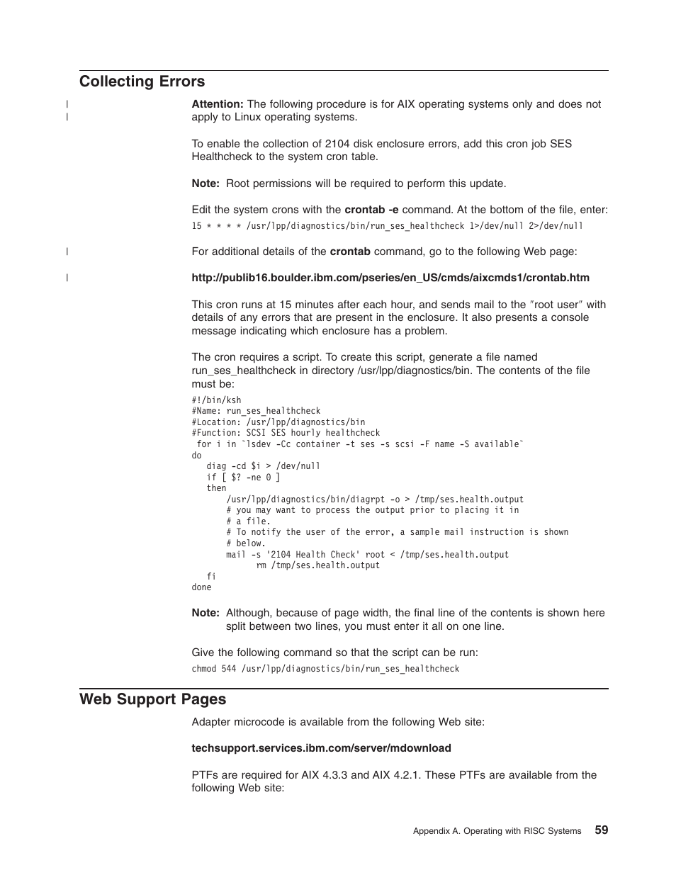 Collecting errors, Web support pages | IBM 2104 Model DU3 User Manual | Page 75 / 114