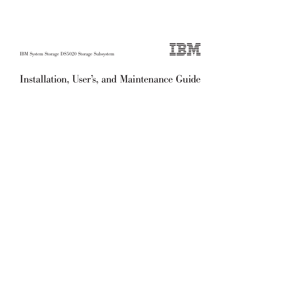 IBM System Storage Subsystem DS5020 User Manual | 250 pages