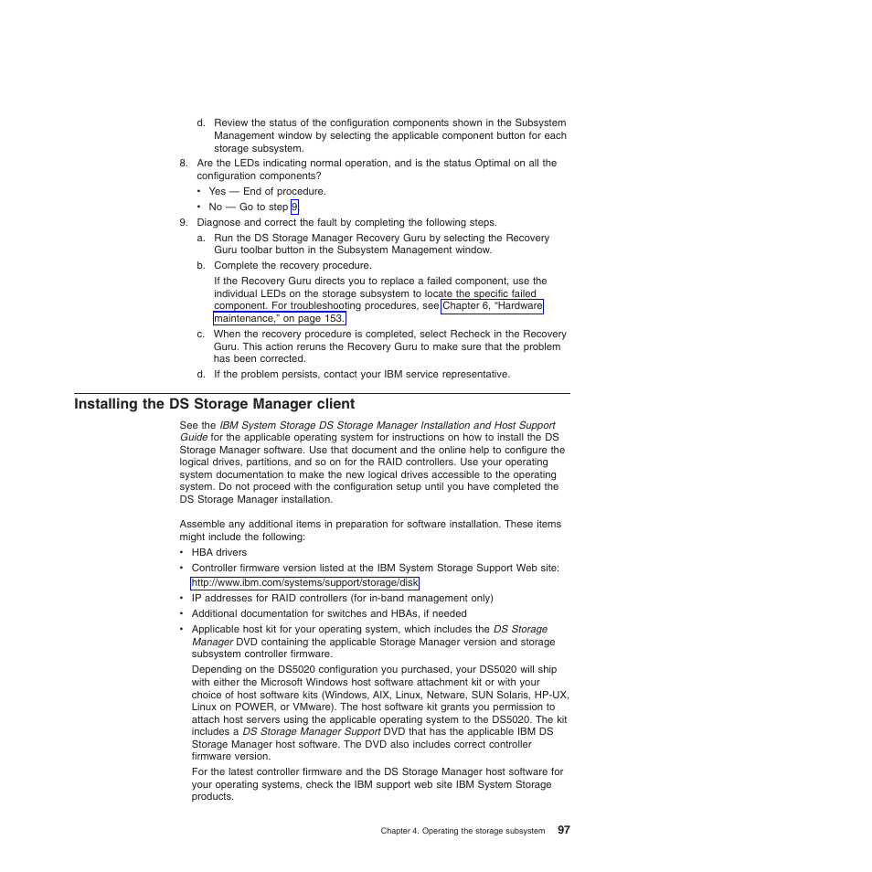 Installing the ds storage manager client | IBM System Storage Subsystem DS5020 User Manual | Page 127 / 250