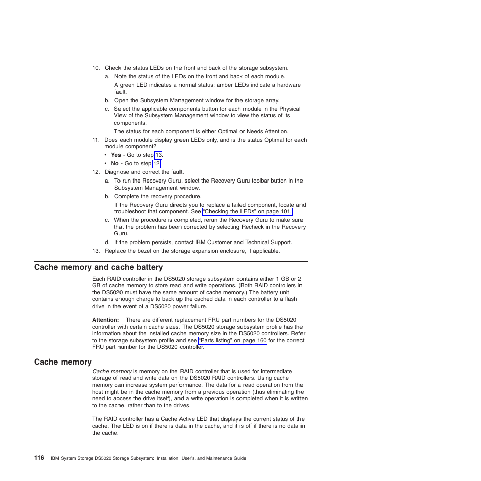Cache memory and cache battery, Cache memory | IBM System Storage Subsystem DS5020 User Manual | Page 146 / 250
