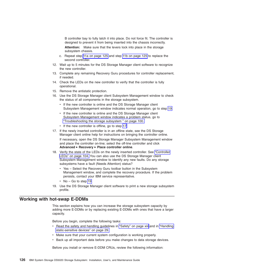 Working with hot-swap e-ddms | IBM System Storage Subsystem DS5020 User Manual | Page 156 / 250