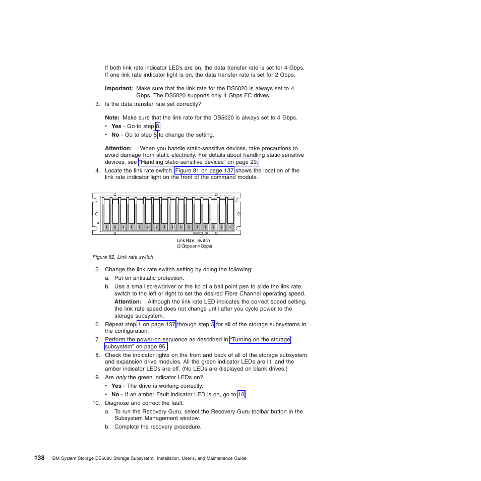 Link rate switch | IBM System Storage Subsystem DS5020 User Manual | Page 168 / 250