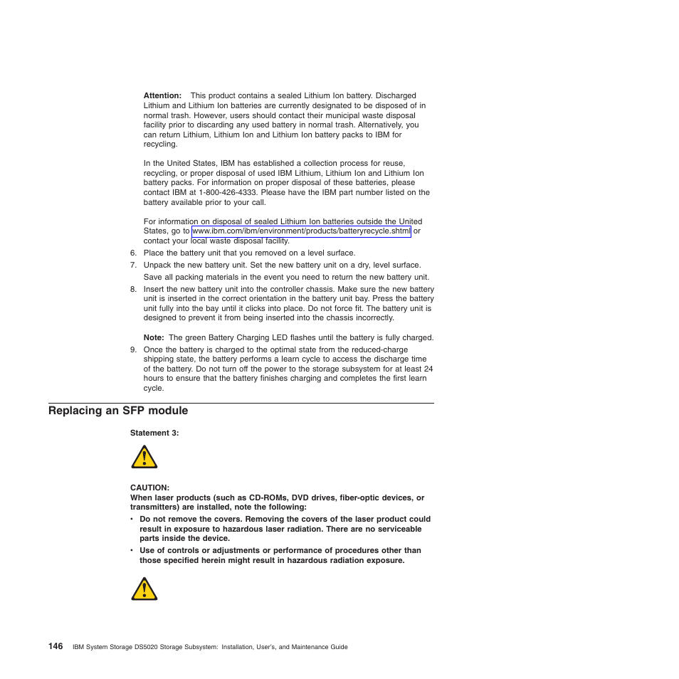 Replacing an sfp module | IBM System Storage Subsystem DS5020 User Manual | Page 176 / 250