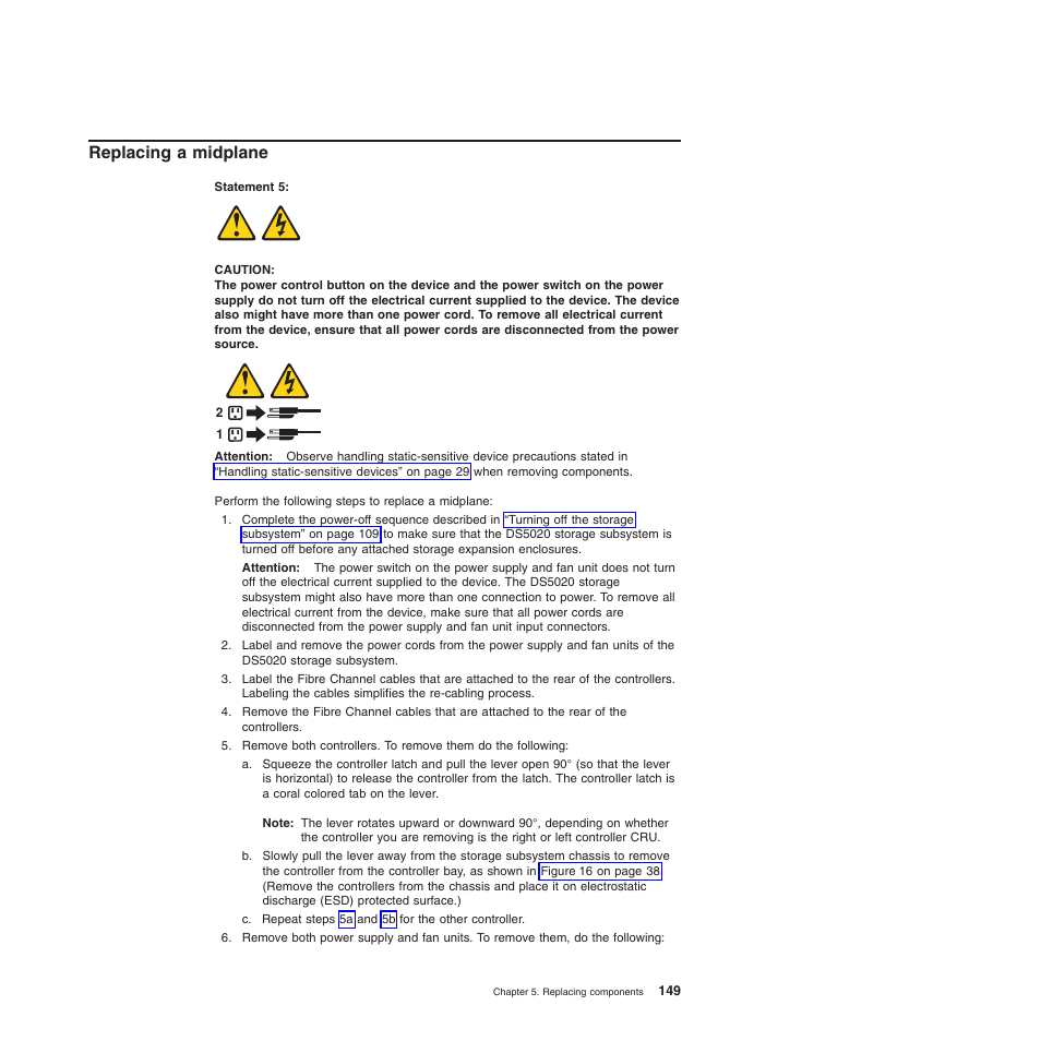 Replacing a midplane | IBM System Storage Subsystem DS5020 User Manual | Page 179 / 250
