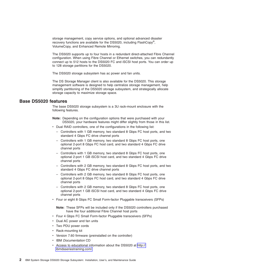 Base ds5020 features | IBM System Storage Subsystem DS5020 User Manual | Page 32 / 250