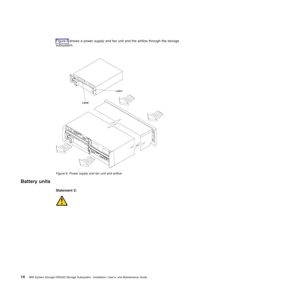 Battery units, Power supply and fan unit and airflow | IBM System Storage Subsystem DS5020 User Manual | Page 44 / 250
