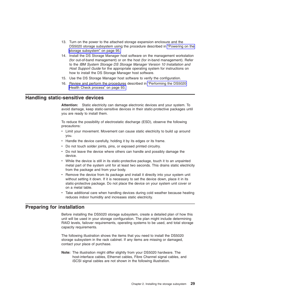 Handling static-sensitive devices, Preparing for installation | IBM System Storage Subsystem DS5020 User Manual | Page 59 / 250