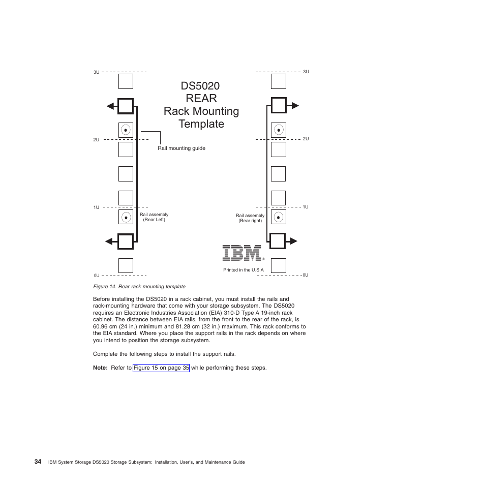 Rear rack mounting template, Ds5020 | IBM System Storage Subsystem DS5020 User Manual | Page 64 / 250