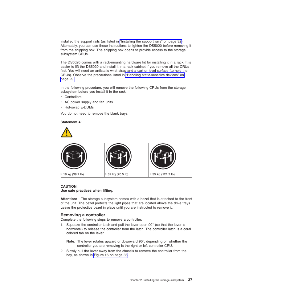 Removing a controller | IBM System Storage Subsystem DS5020 User Manual | Page 67 / 250